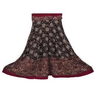 NWOT Vintage 1990s Ornate Indian Cotton Bead Sequin MAXI SKIRT Drawstring Waist